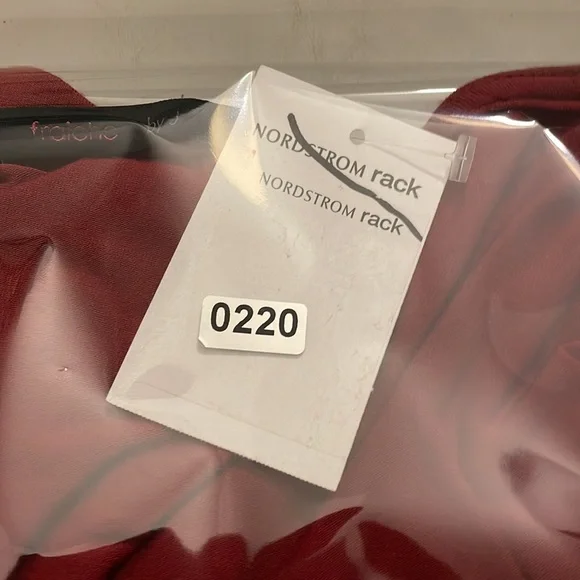 Fraiche by J Red V-Neck Long Sleeve Faux Wrap Stretch Knit Dress - Picture 11 of 11